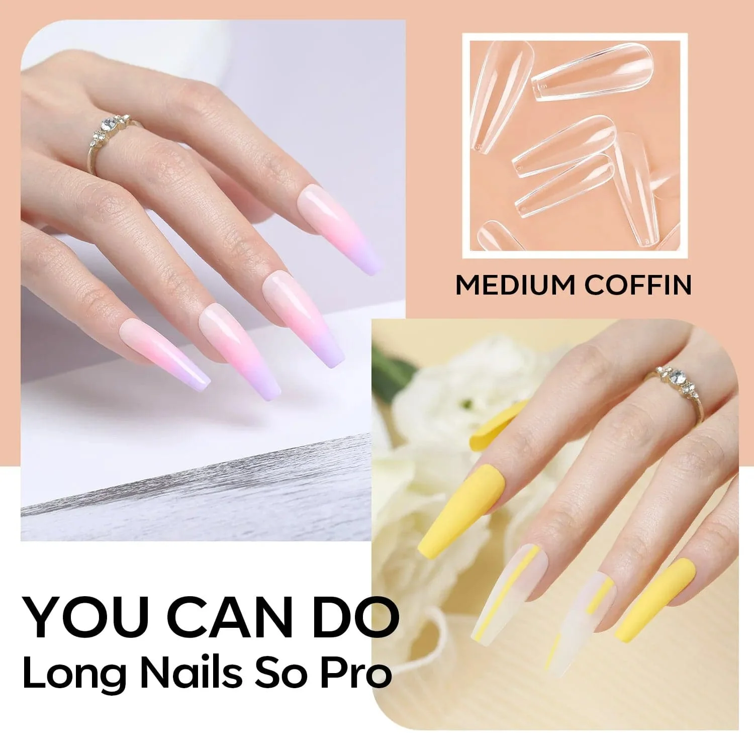 200Pcs Clear Coffin Full Cover Nail Tips - Image 3