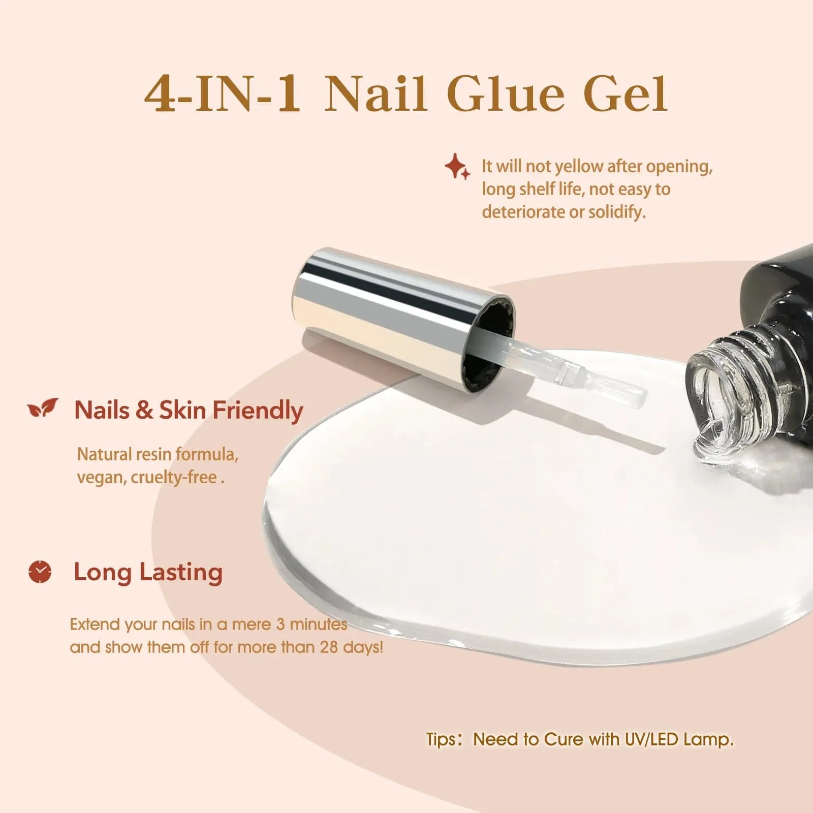 4-In-1 Multi-Functional Nail Glue Gel Nail Extension Enhancement Set 10ml - Image 4