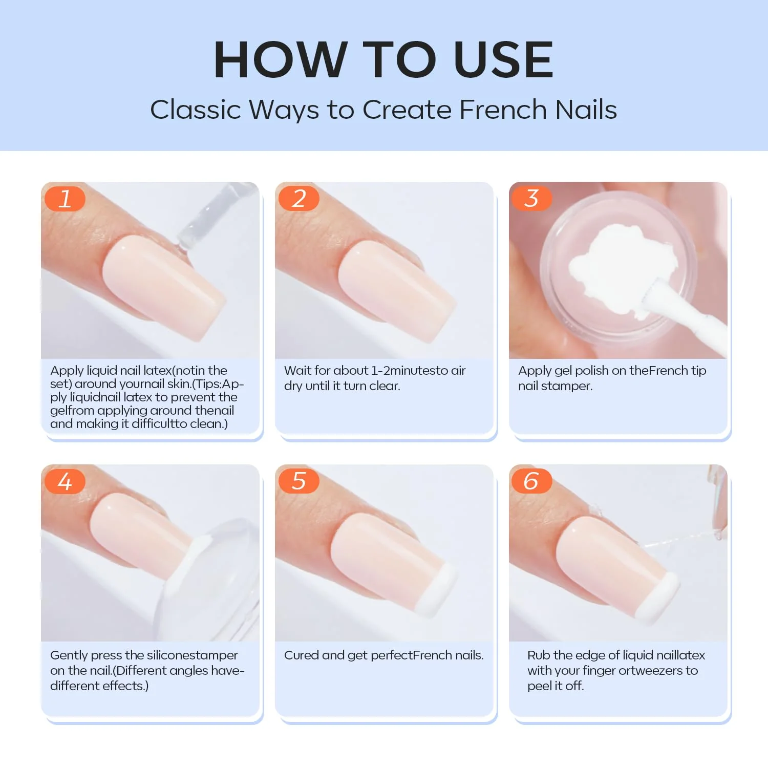 6Pcs French Manicure Nail Stamper Kit - Image 8