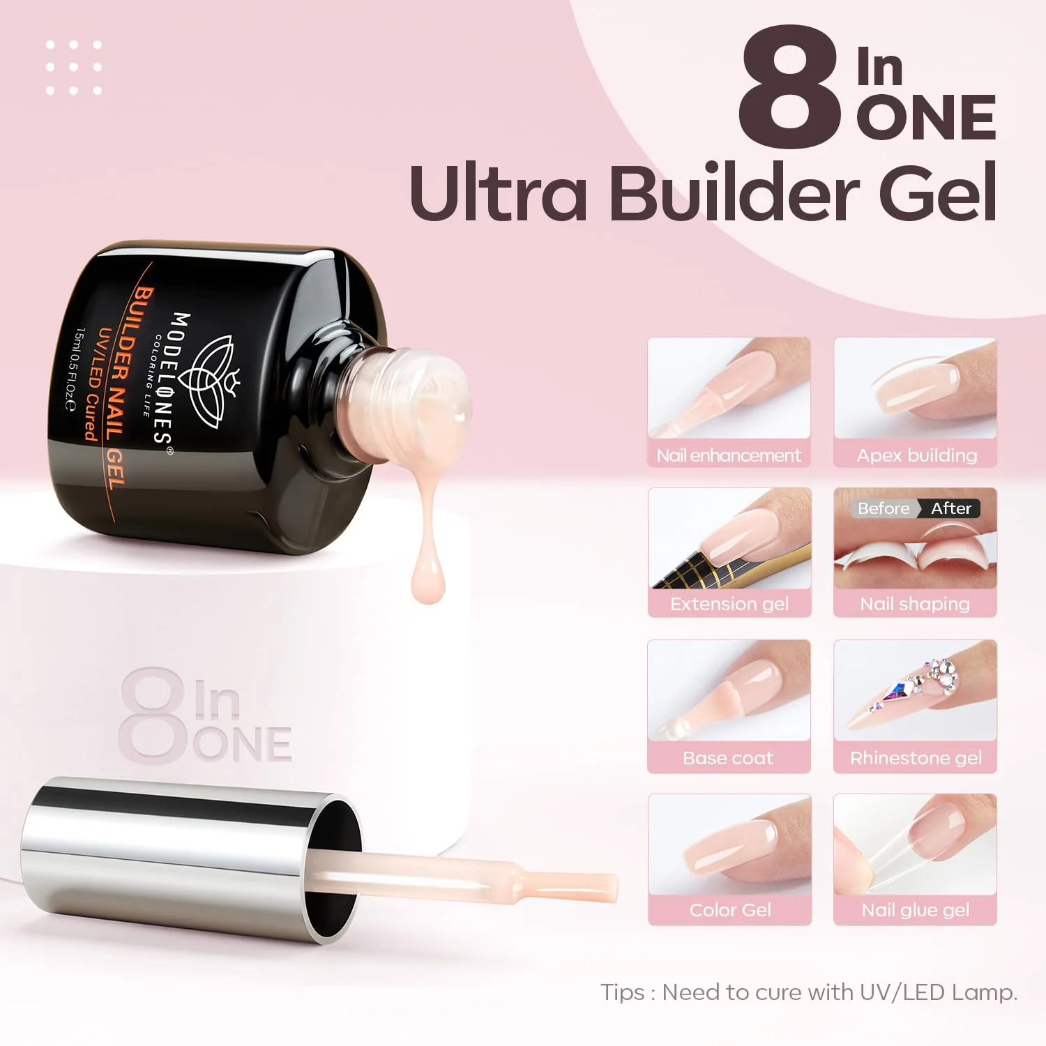 Nude Pink Builder Gel 15ml - Image 4