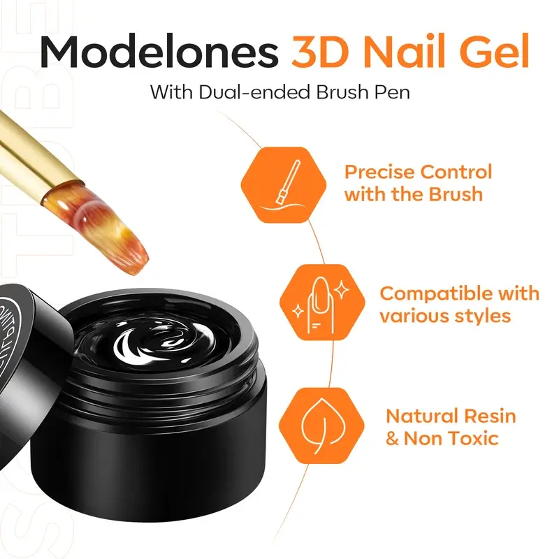 Sculpting 3D Nail Gel 9g with Dual-ended Brush - Image 3